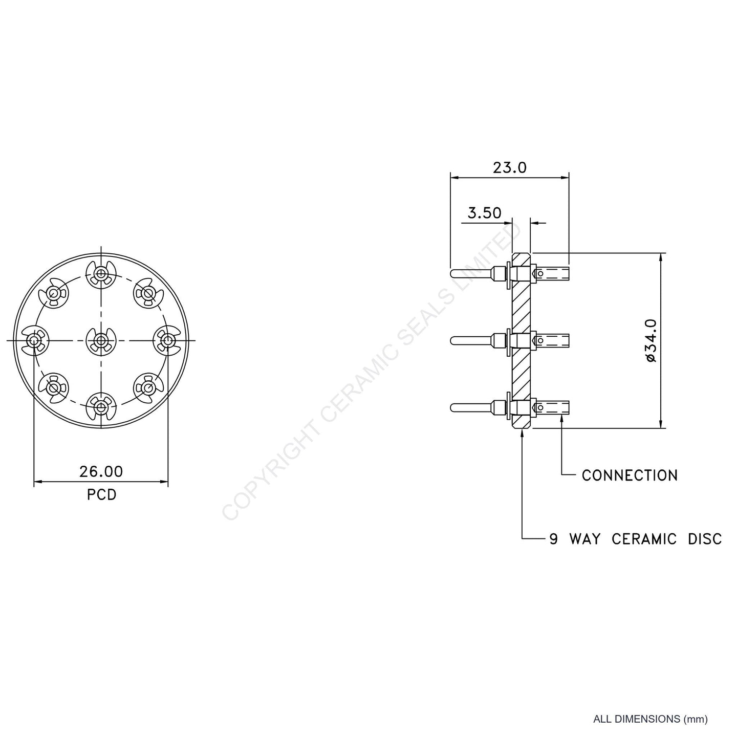 In Vacuum Connector 9 Way Male