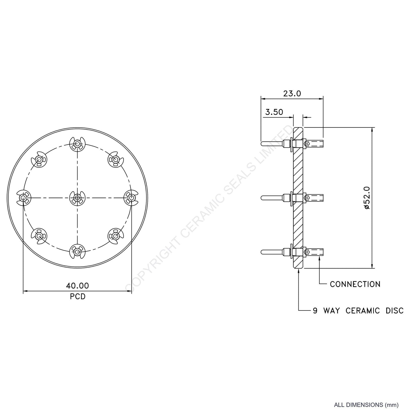 In Vacuum Connection 9 Way Male