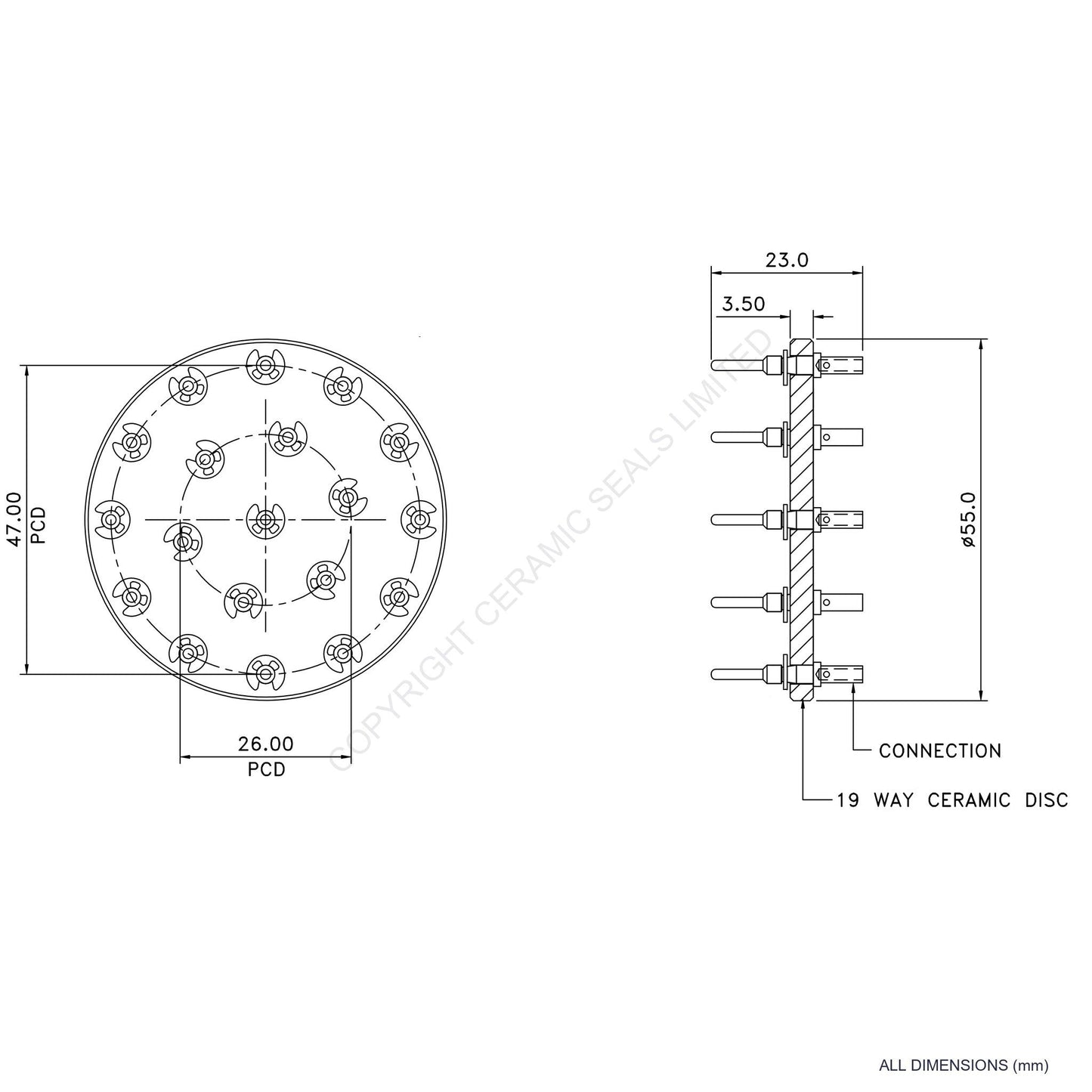 In Vacuum Connector 19 Way Male