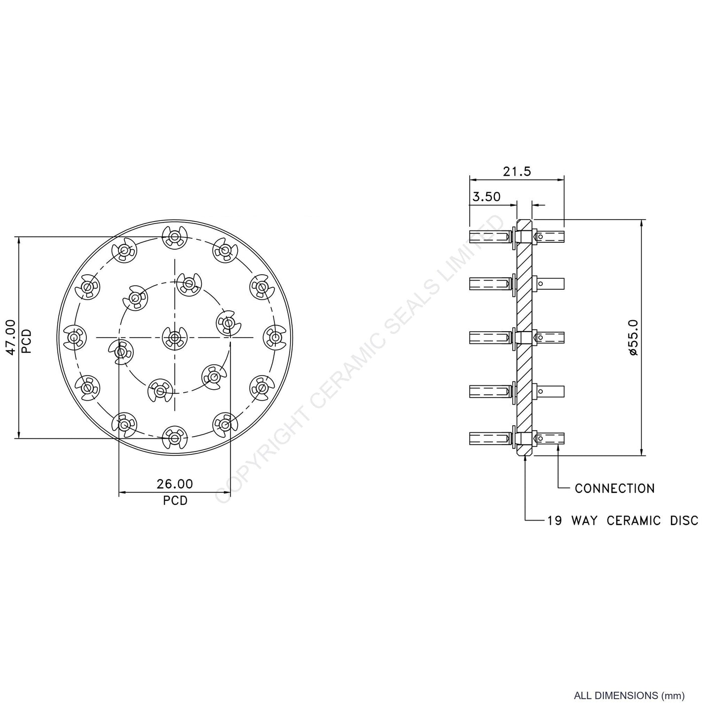 In Vacuum Connector 19 Way Female