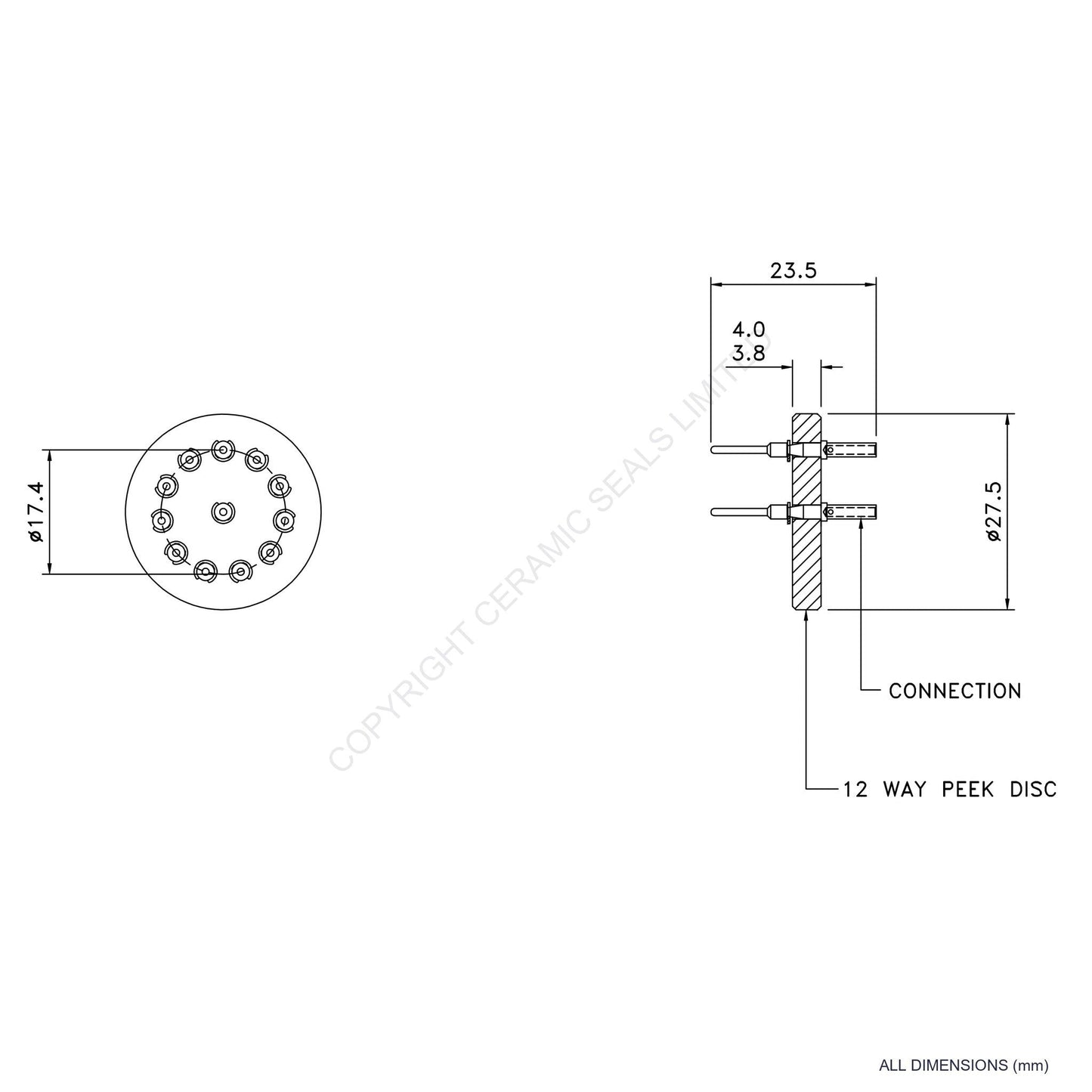 In Vacuum Connector 12 Way Male
