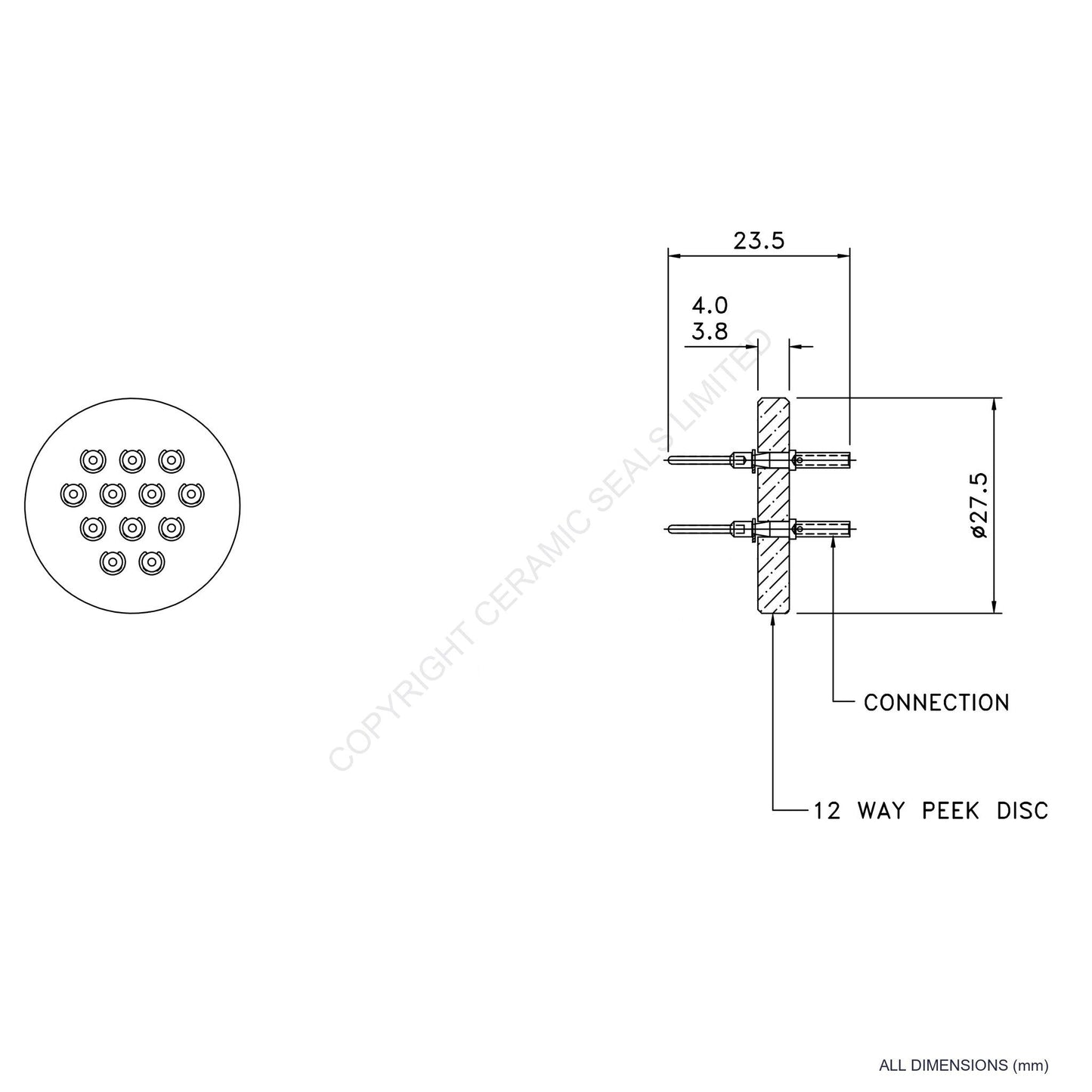 In Vacuum Connector 12 Way Male