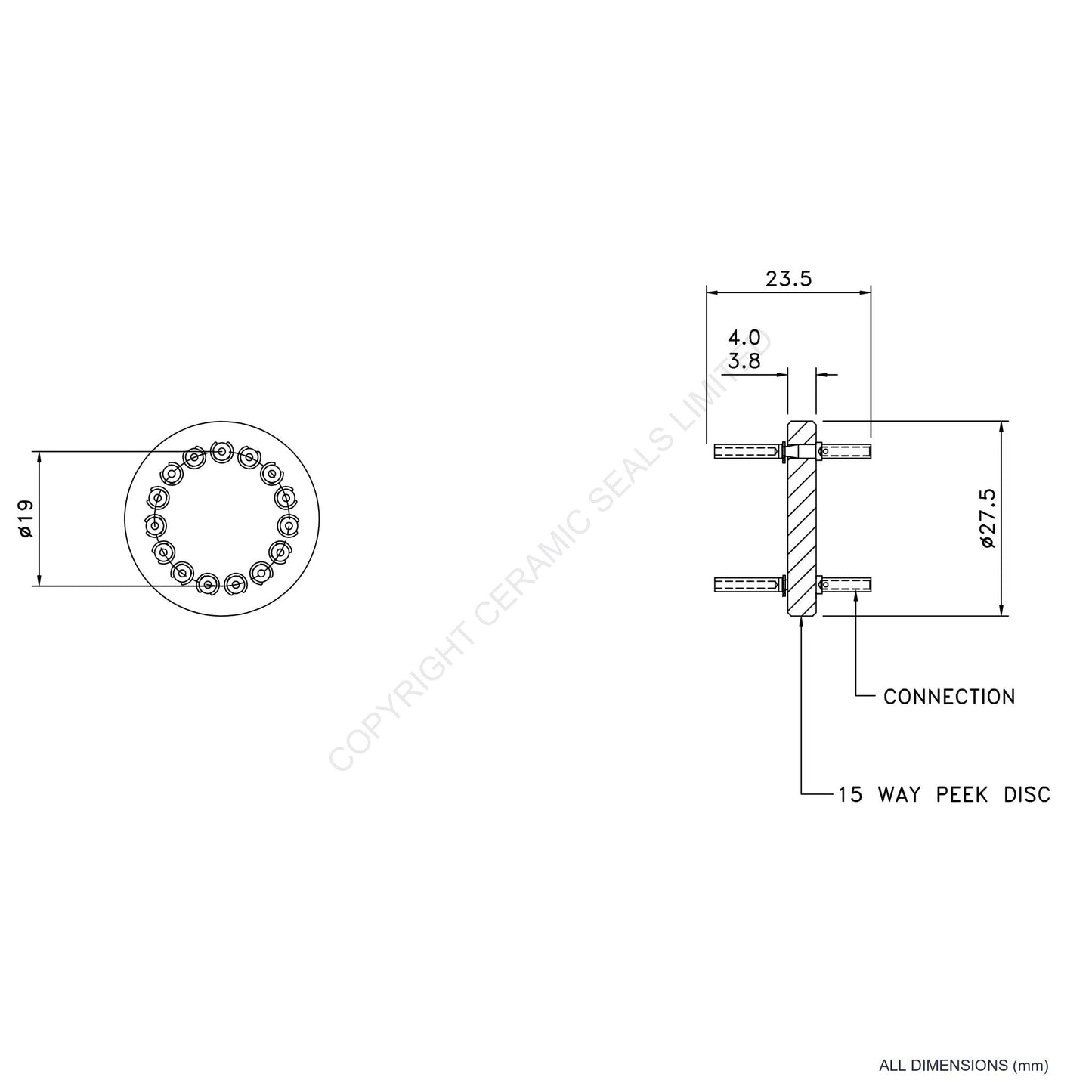 In Vacuum Connector 15 Way Female