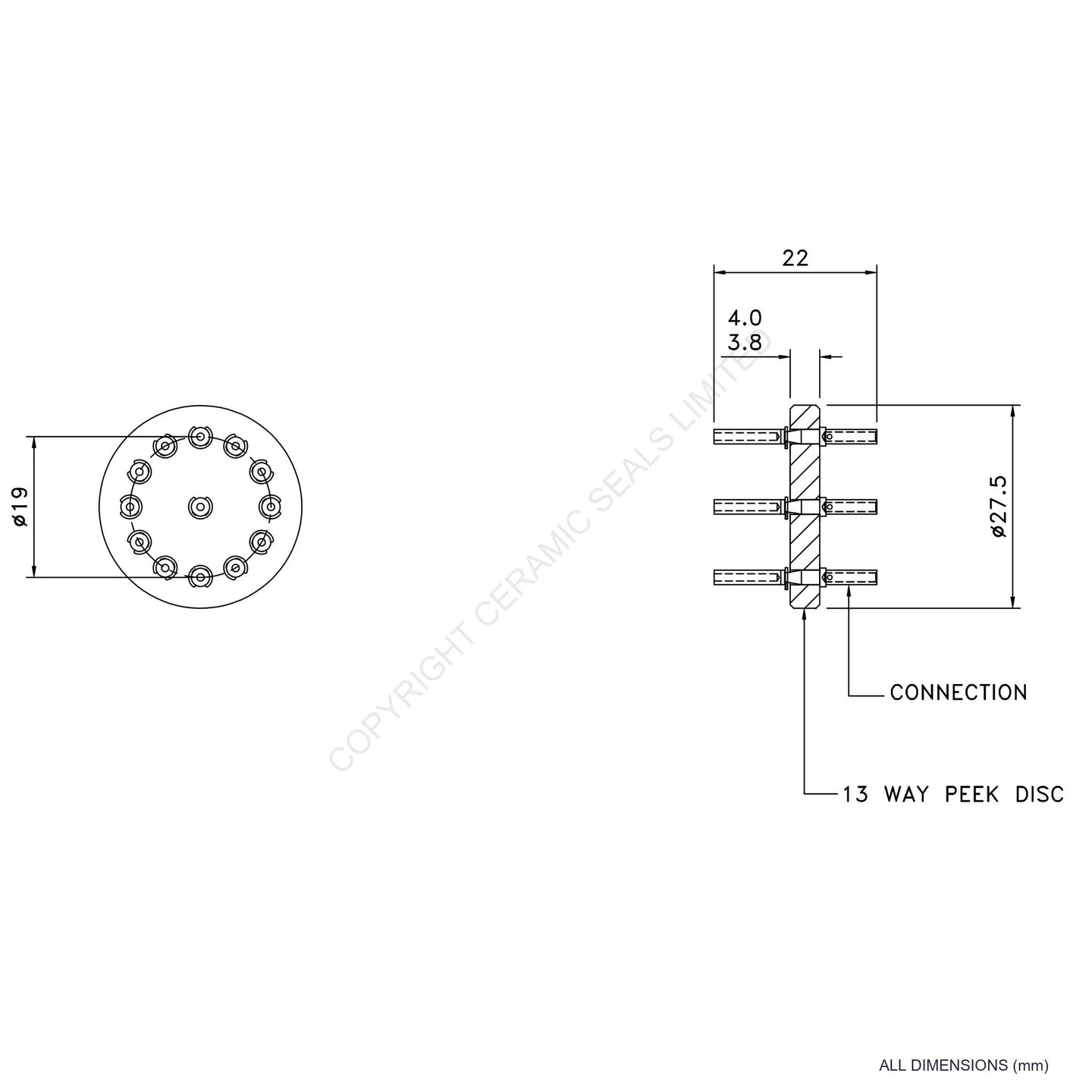 In Vacuum Connector 13 Way Female