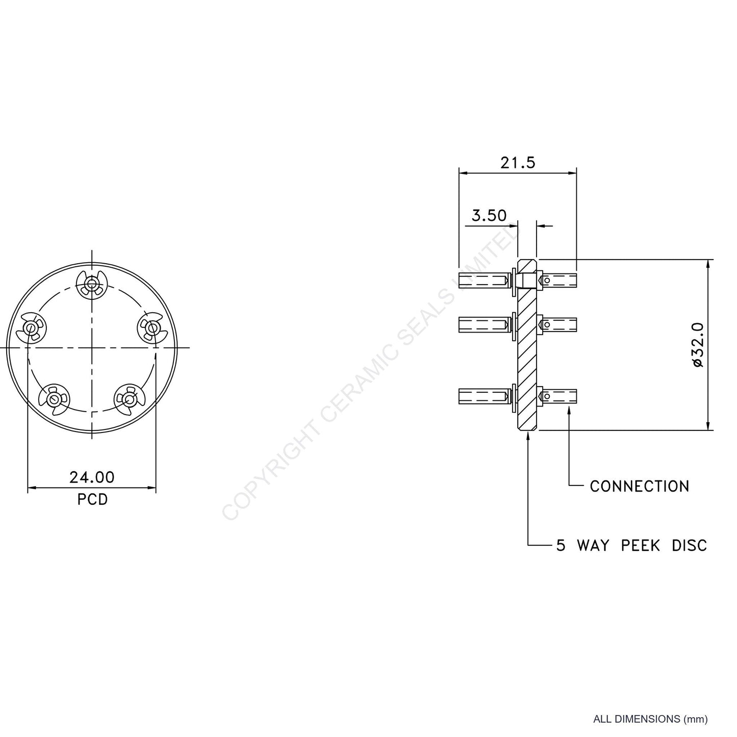 In Vacuum Connection 5 Way Female