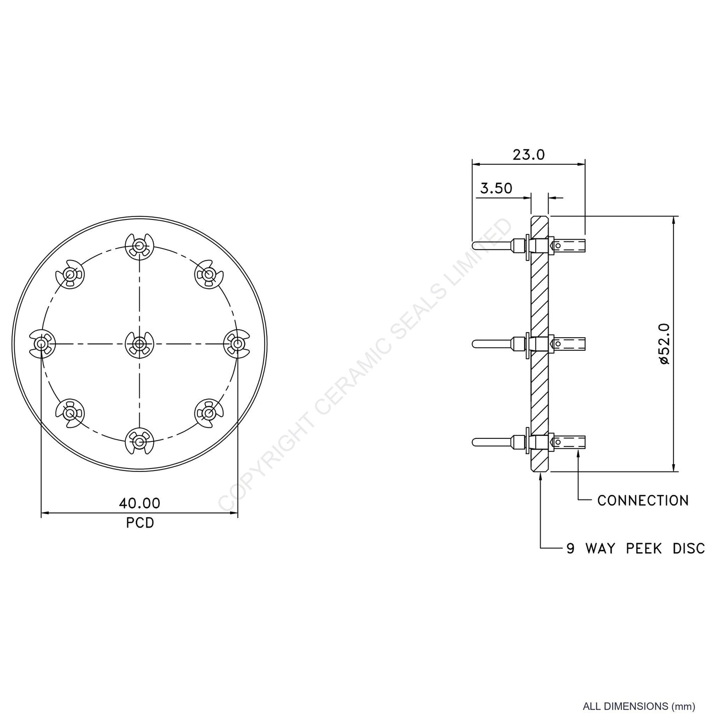 In Vacuum Connection 9 Way Male