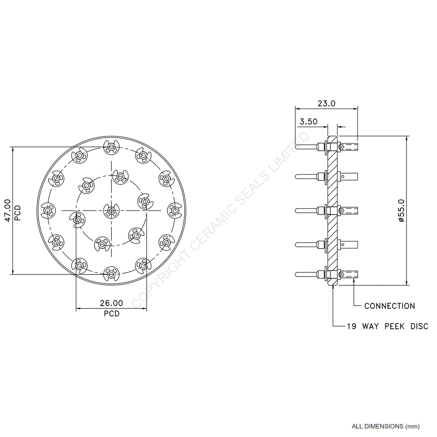 In Vacuum Connector 19 Way Male