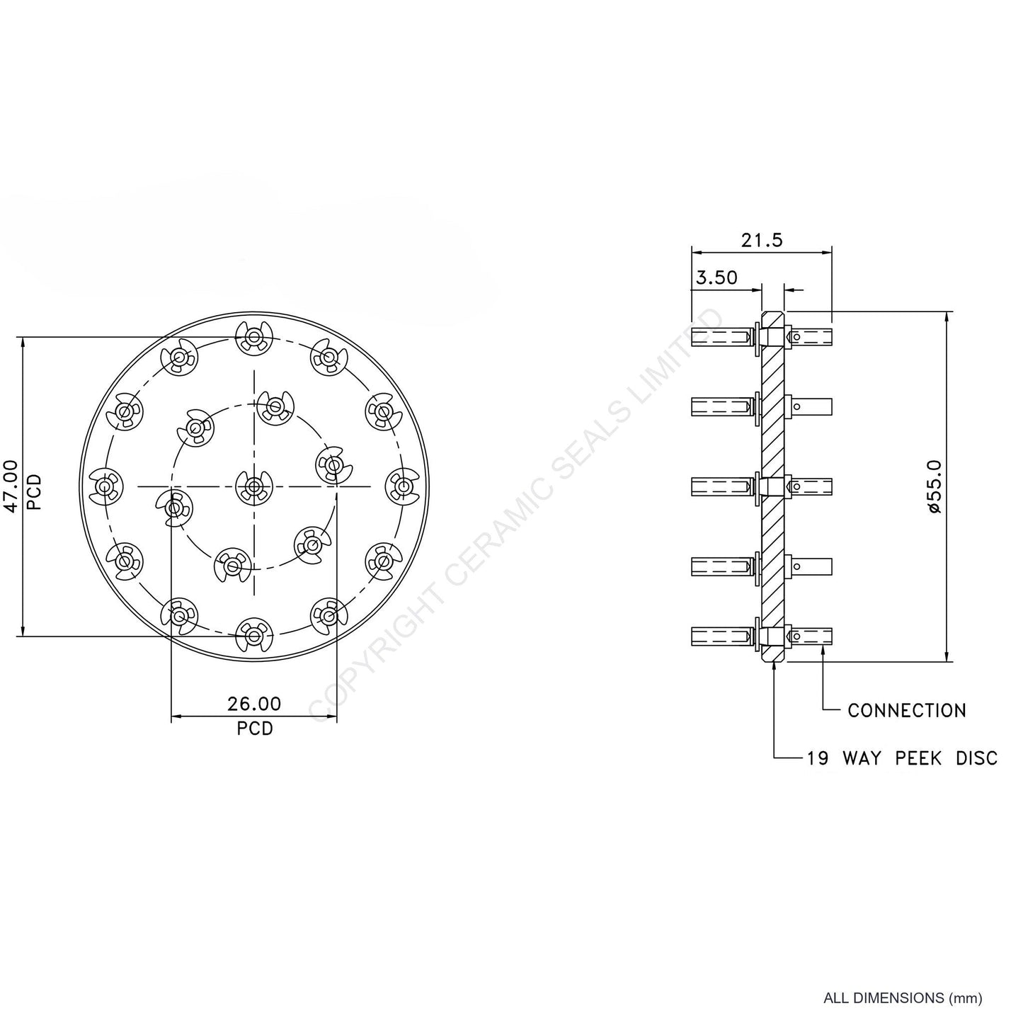 In Vacuum Connector 19 Way Female