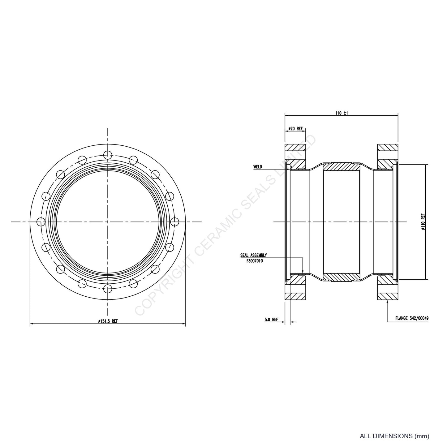 10kV 100mm Through Flanged Isolator
