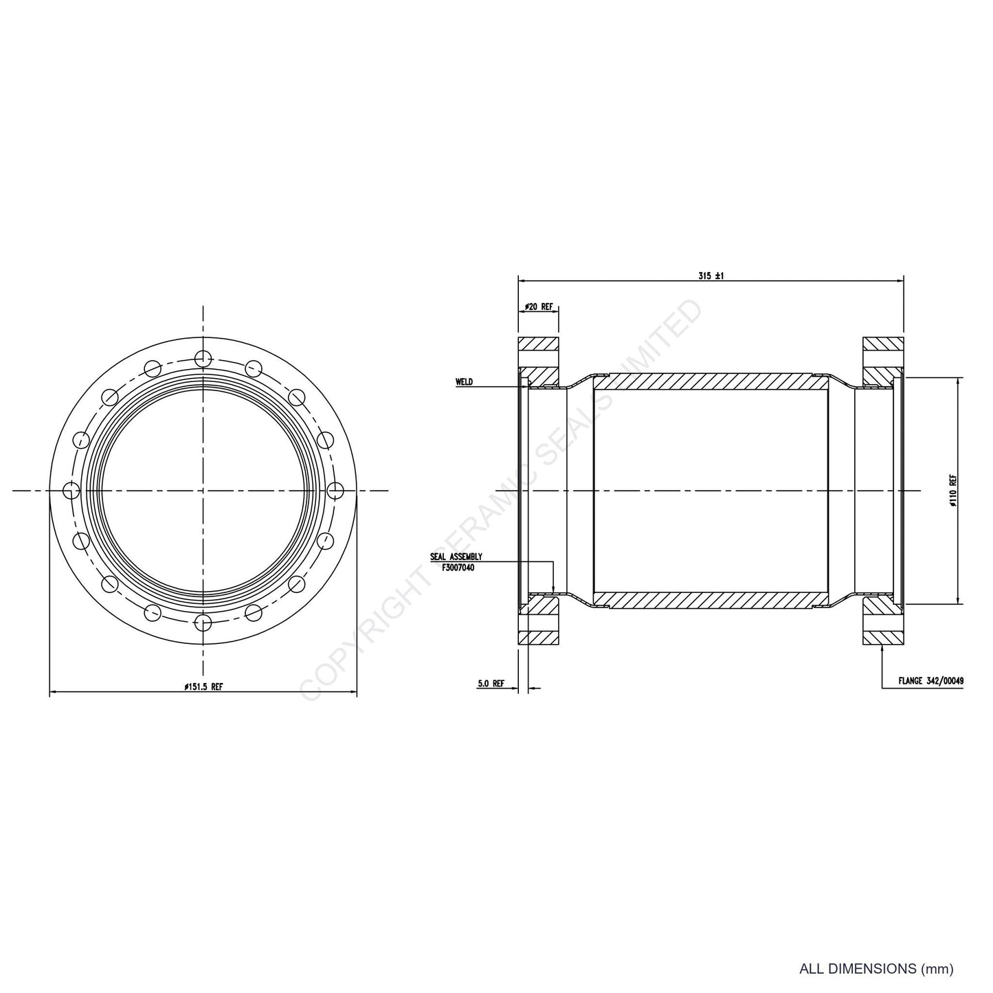 75kV 100mm Through Flanged Isolator