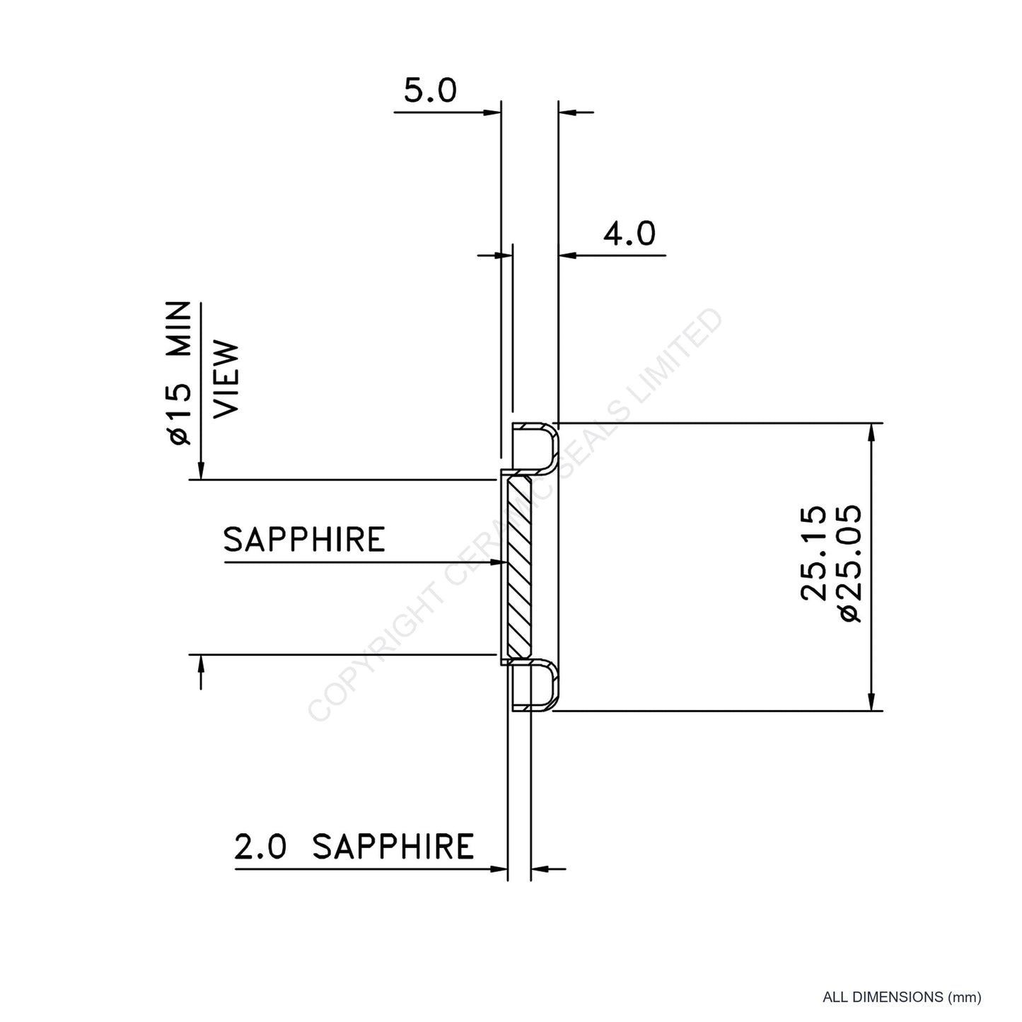 Viewport Weldable (15mm)