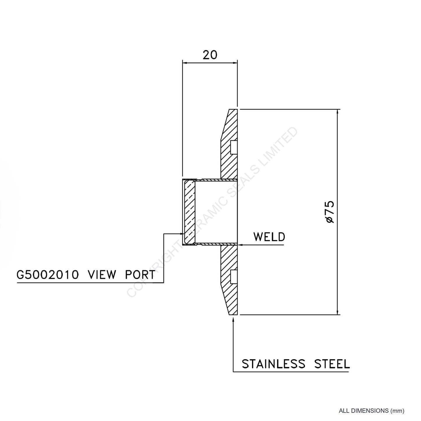 Viewport O-Ring Flanged (20mm)