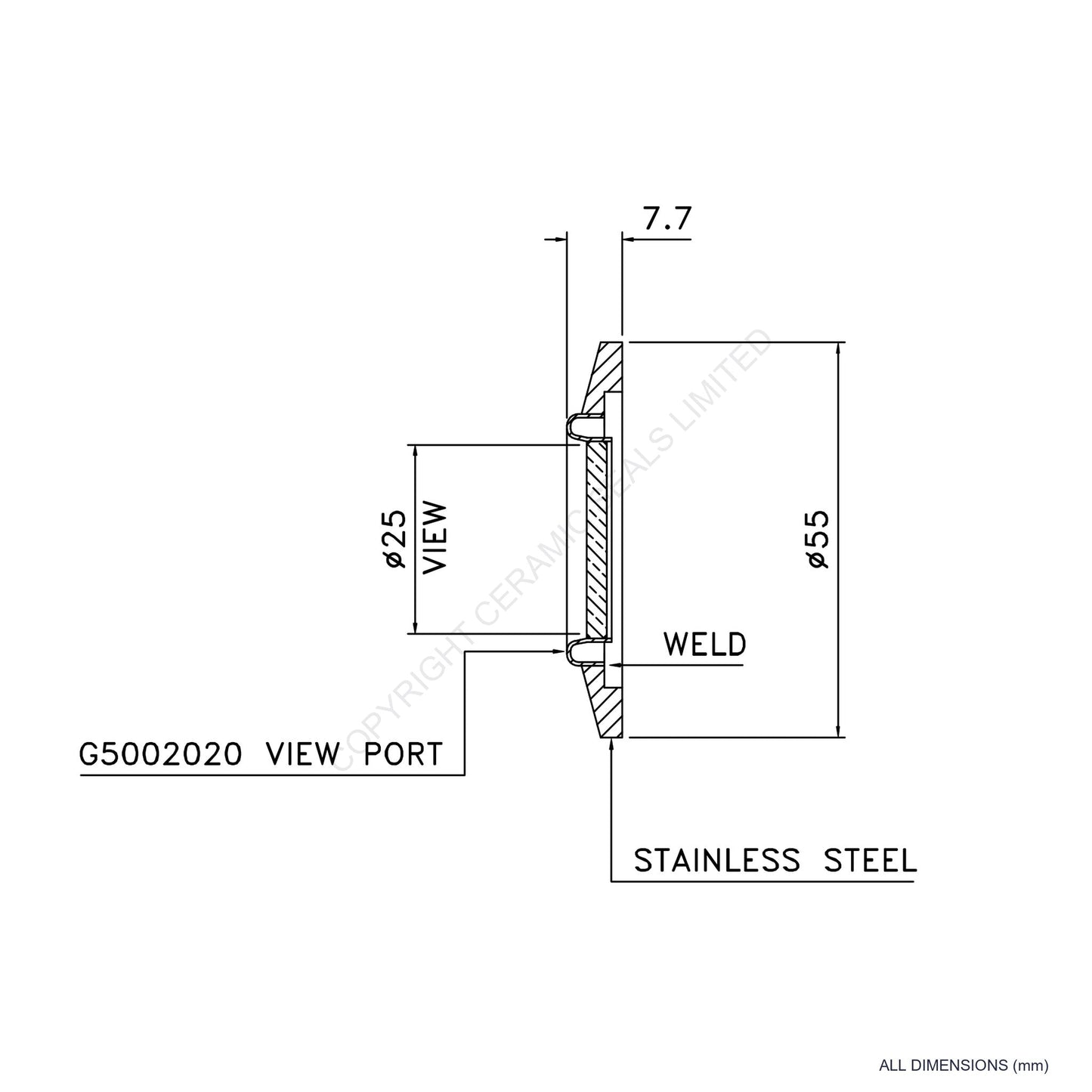 Viewport O-Ring Flanged (25mm)