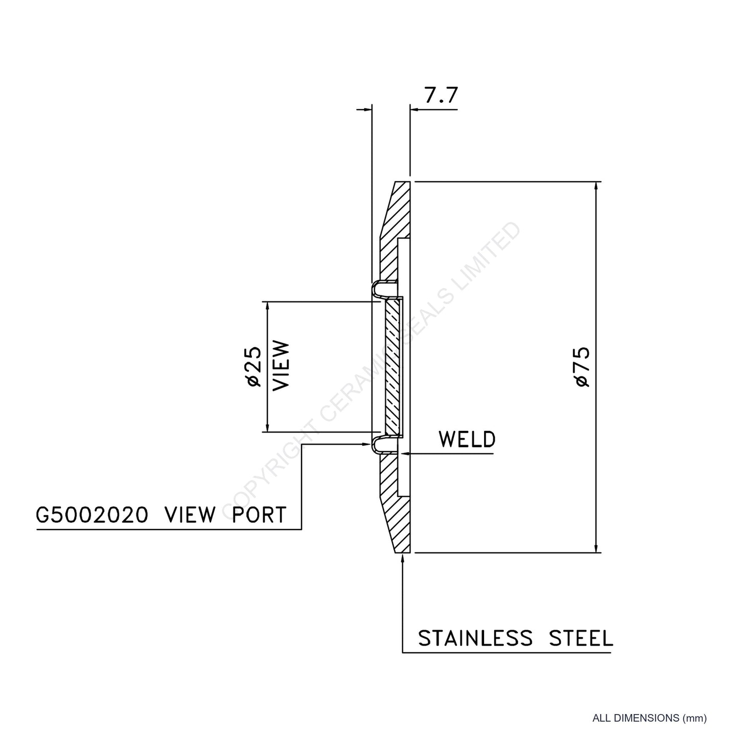 Viewport O-Ring Flanged (25mm)