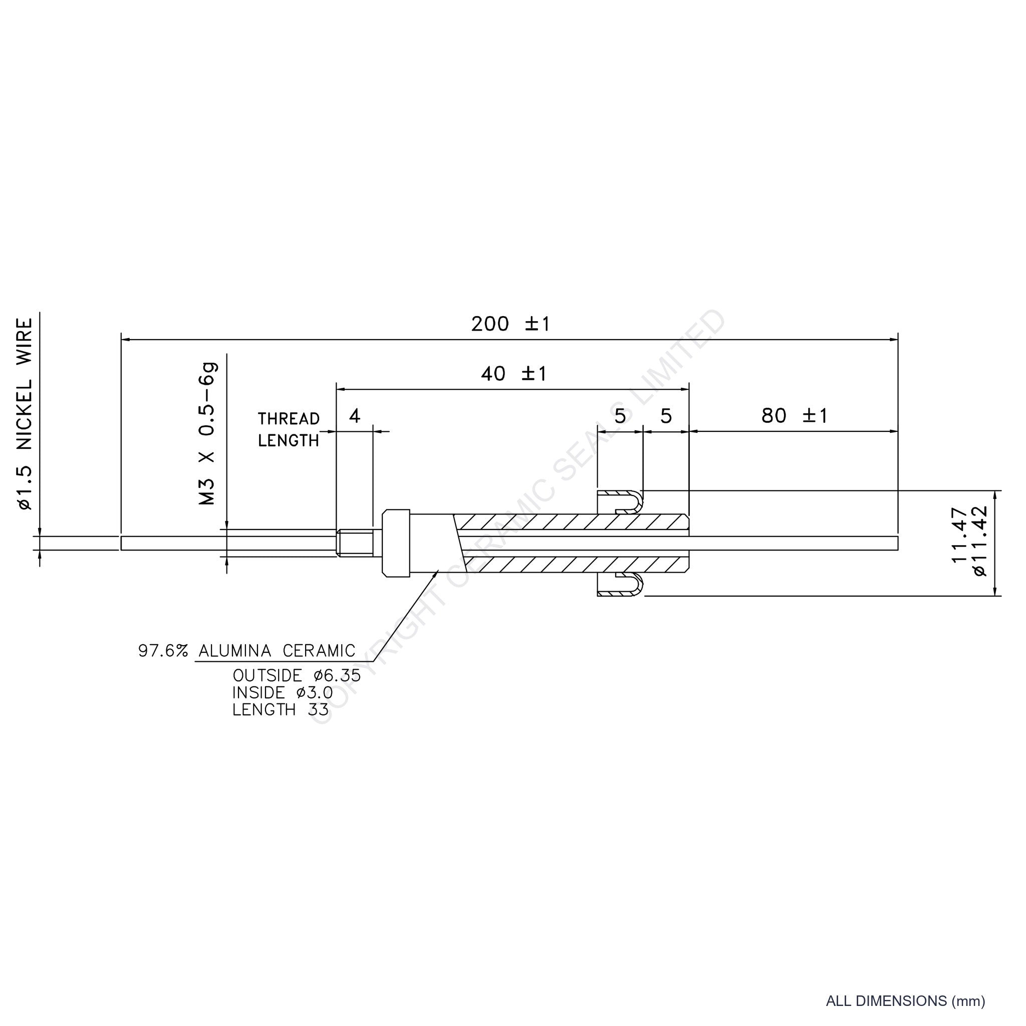 Feed Through Insert 15kV Instrumentation Feedthrough – Ceramic Seals