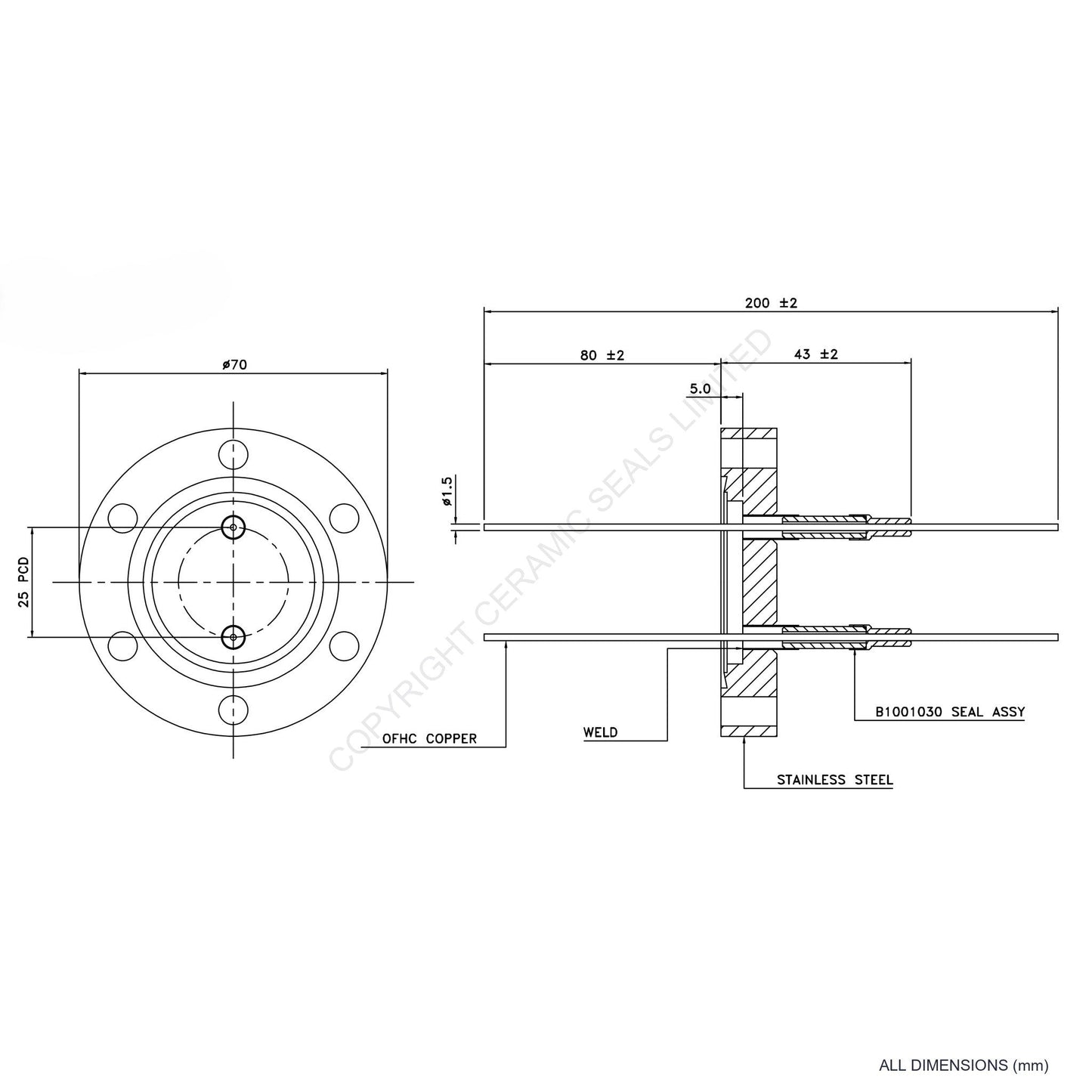 5kV Double Feedthrough Flanged