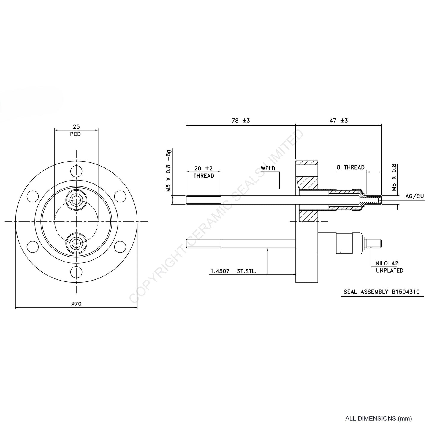 5kV Double Feedthrough Flanged