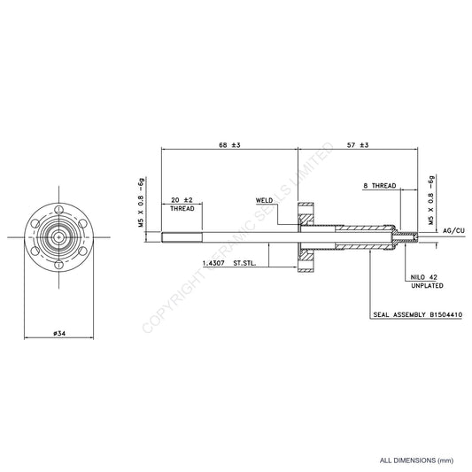 10kV Single Feedthrough Flanged