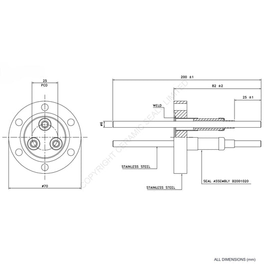 10kV Three Way Feedthrough Flanged