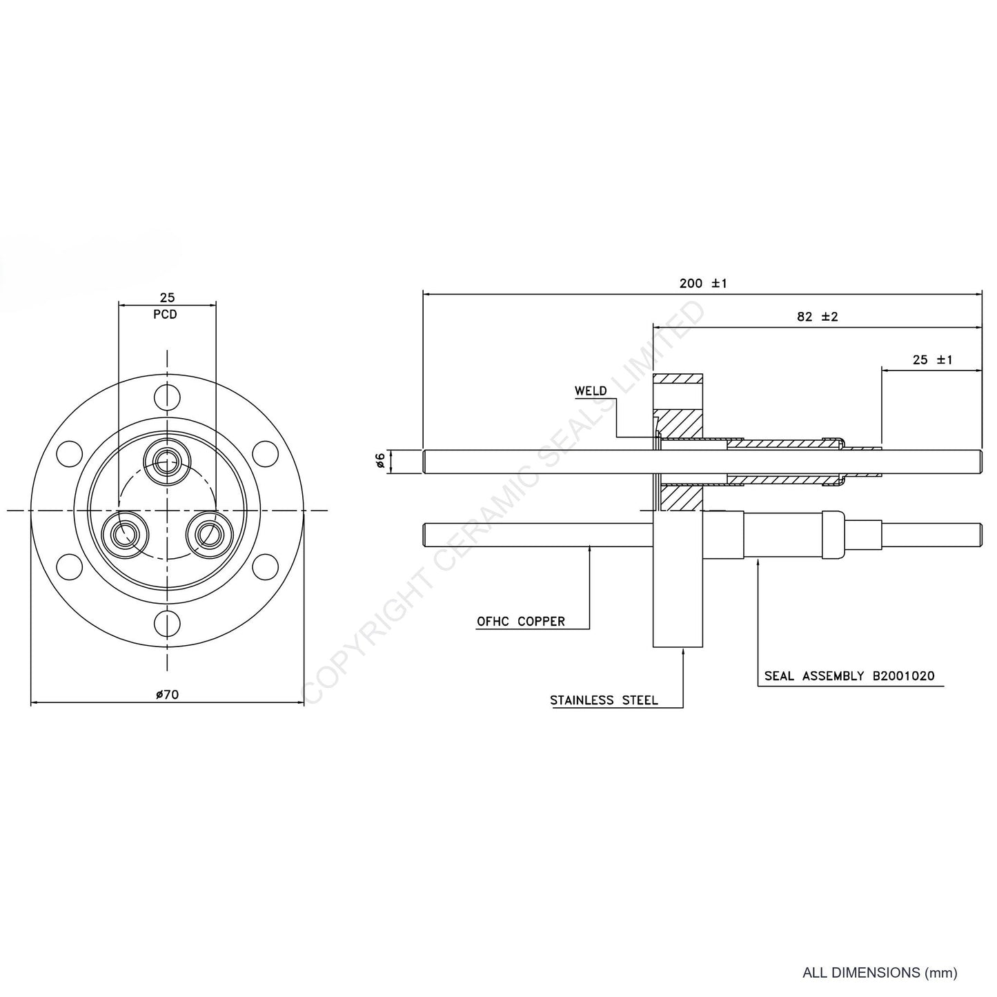 10kV Three Way Feedthrough Flanged