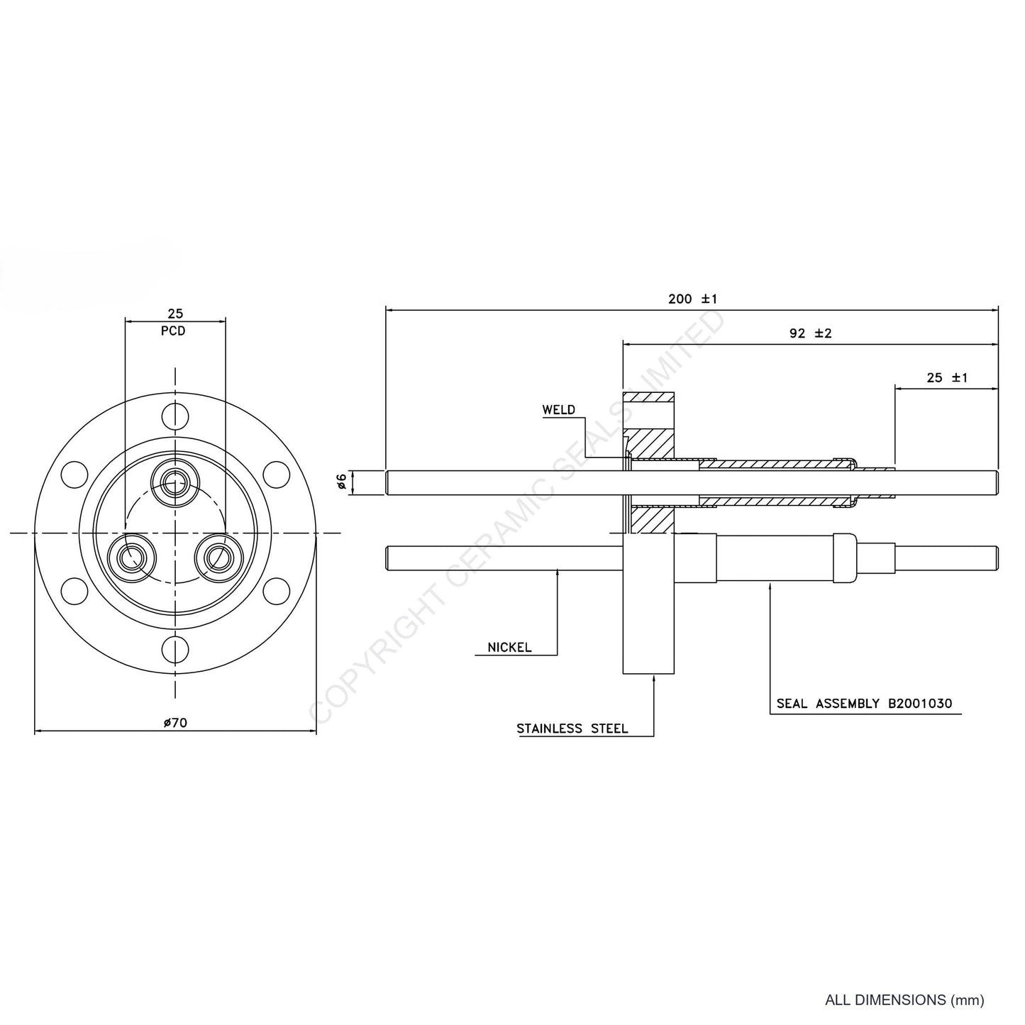 15kV Three Way Feedthrough Flanged