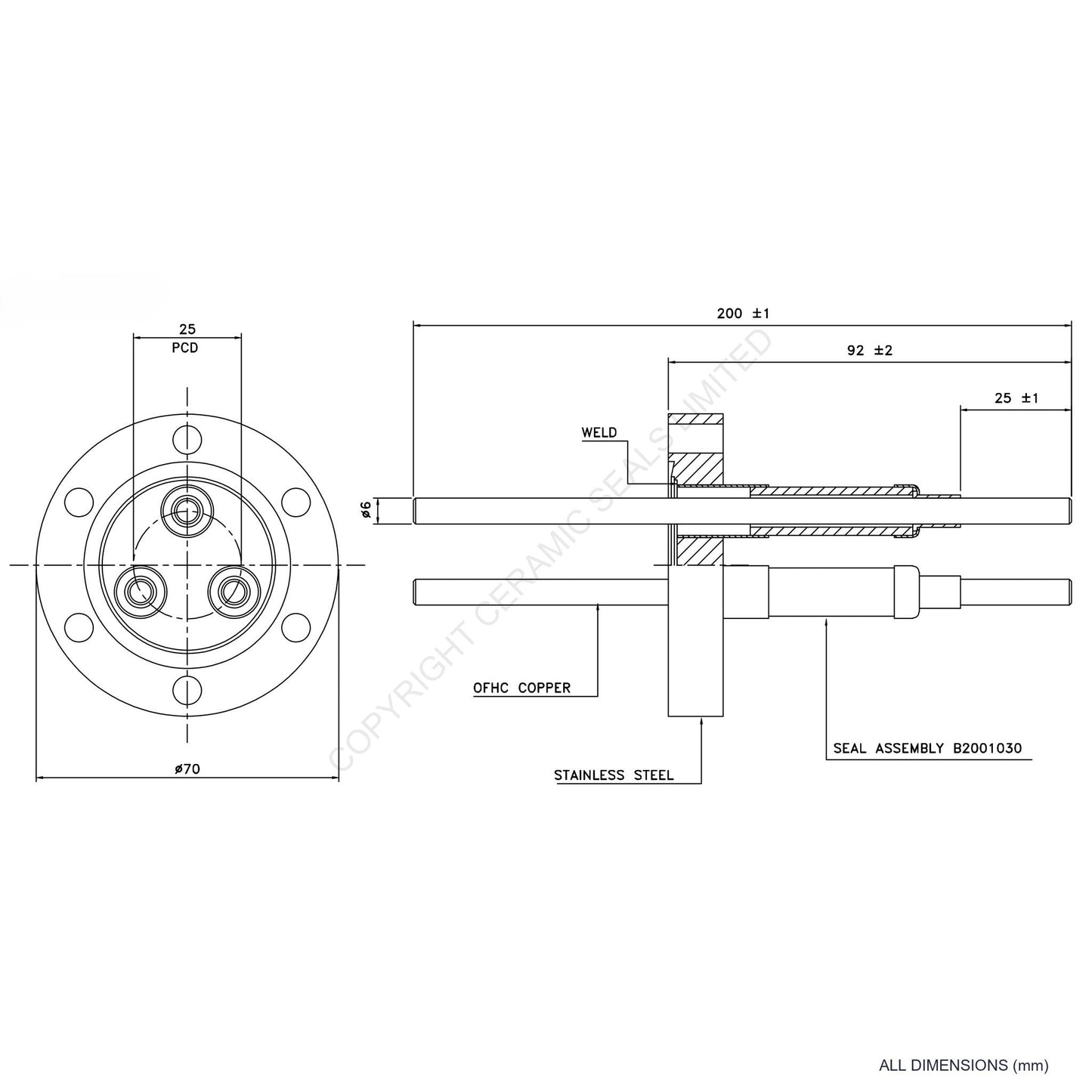 15kV Three Way Feedthrough Flanged