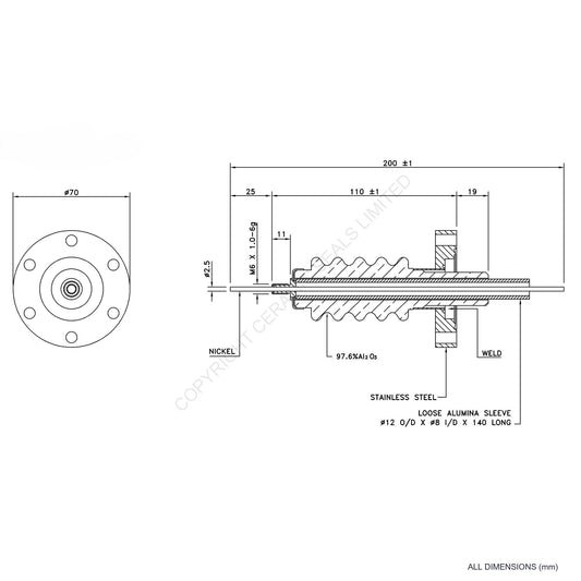60kV Feedthrough Assembly Flanged