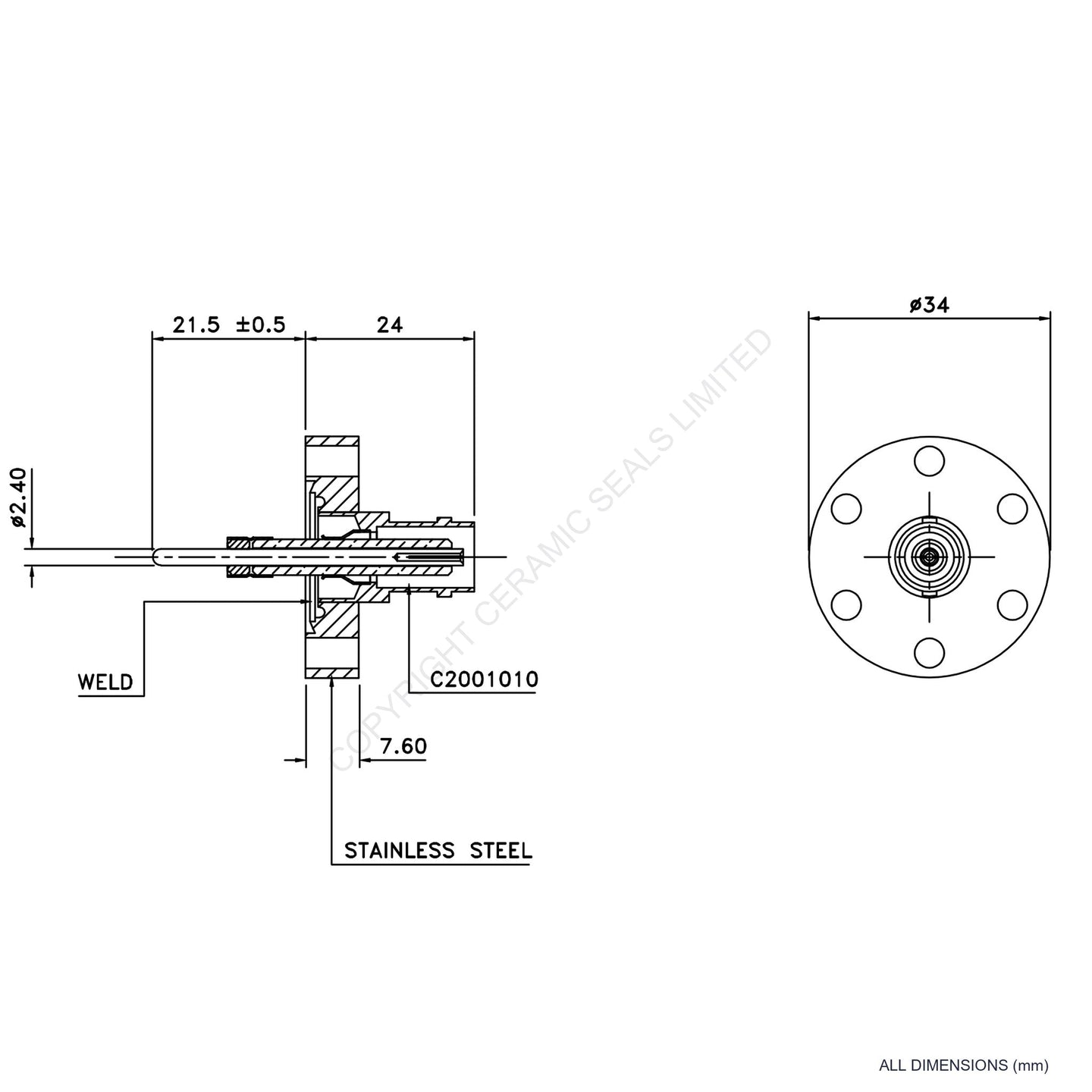 500V BNC Flanged Connector