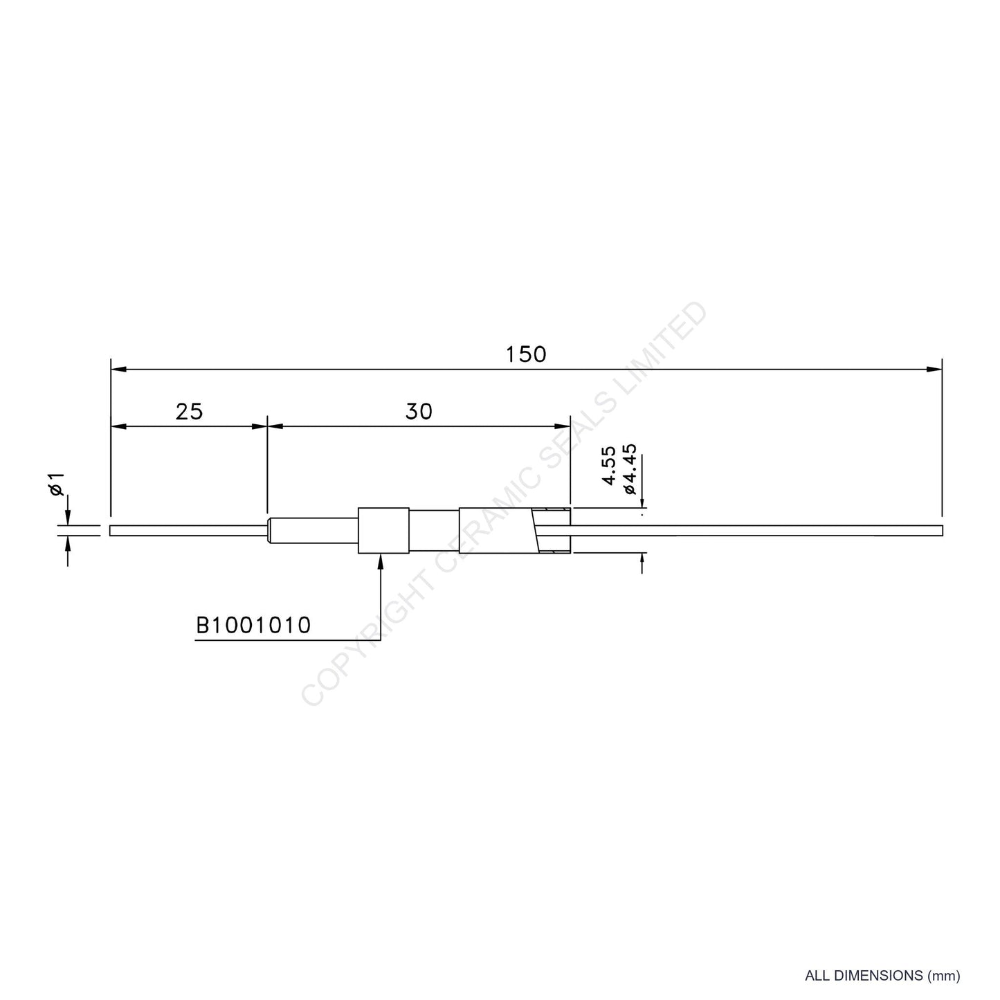 Single Thermocouple (-) Platinum incl. Compensating Cable