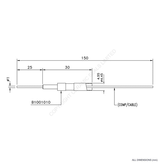 Single Thermocouple (+) Platinum - 13% Rhodium incl. Compensating Cable