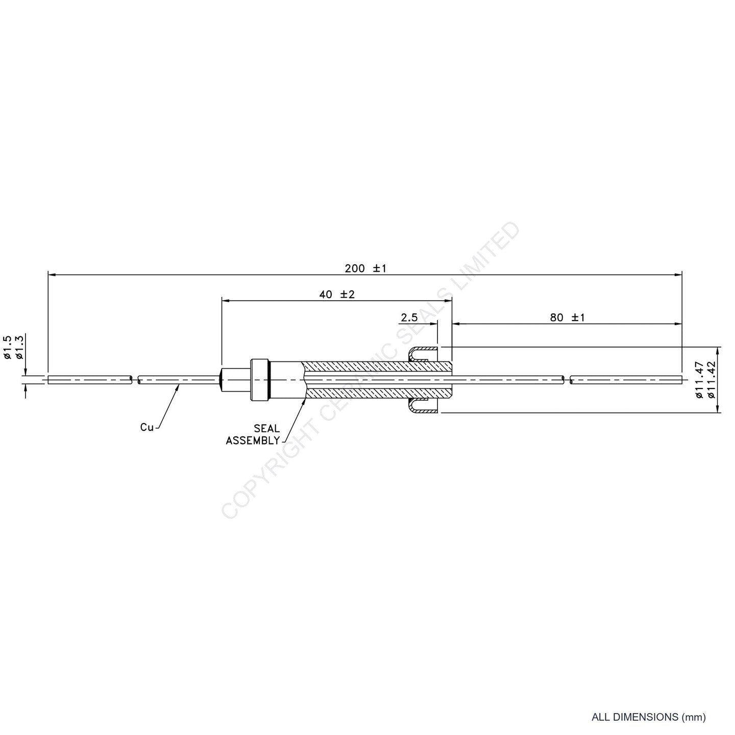 Single Thermocouple (-) Copper