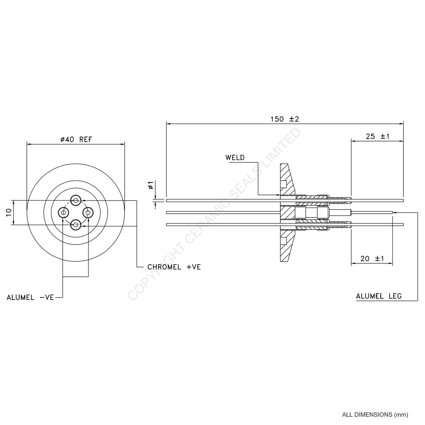 2 Pair Thermocouple O-Ring Type K
