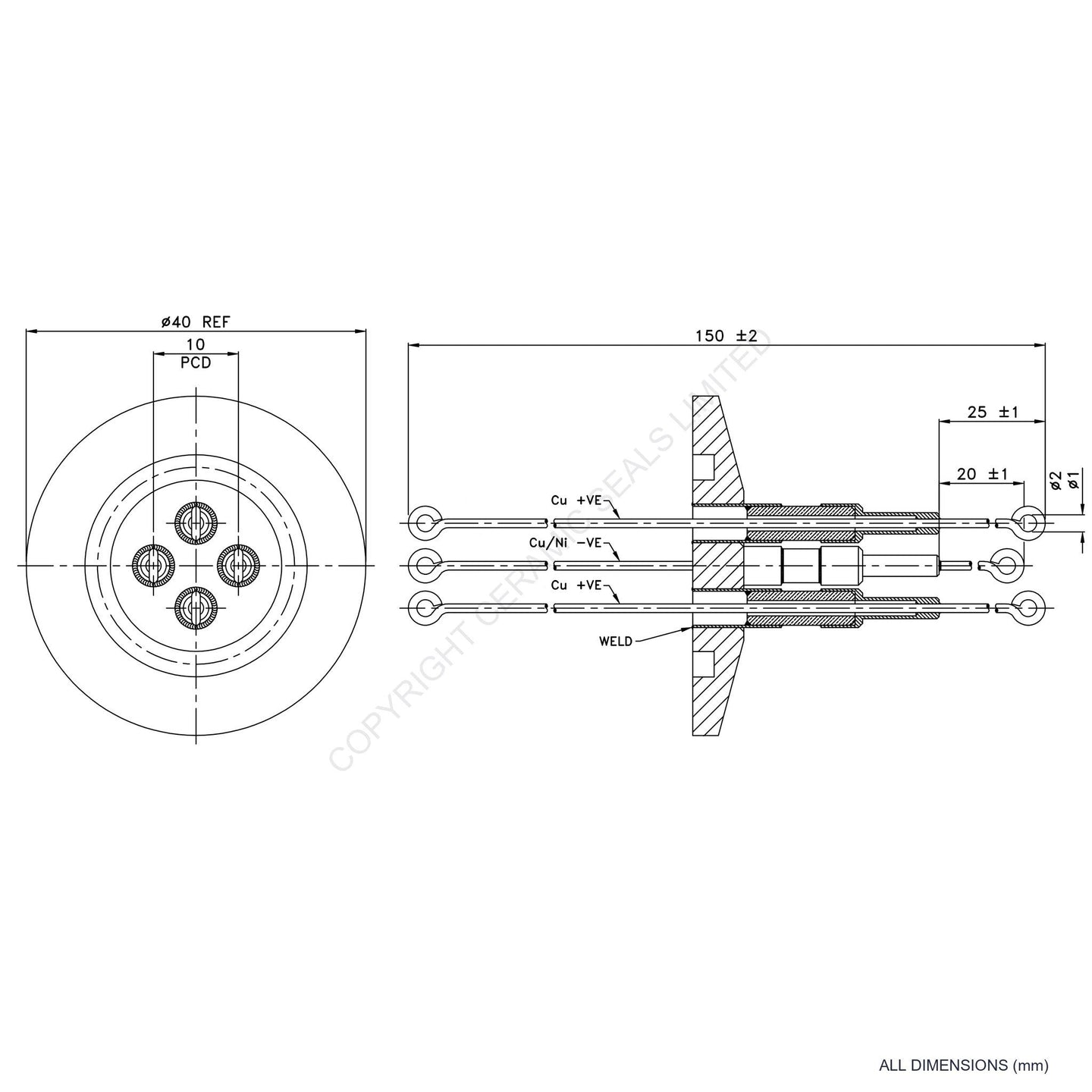 2 Pair Thermocouple O-Ring Type T