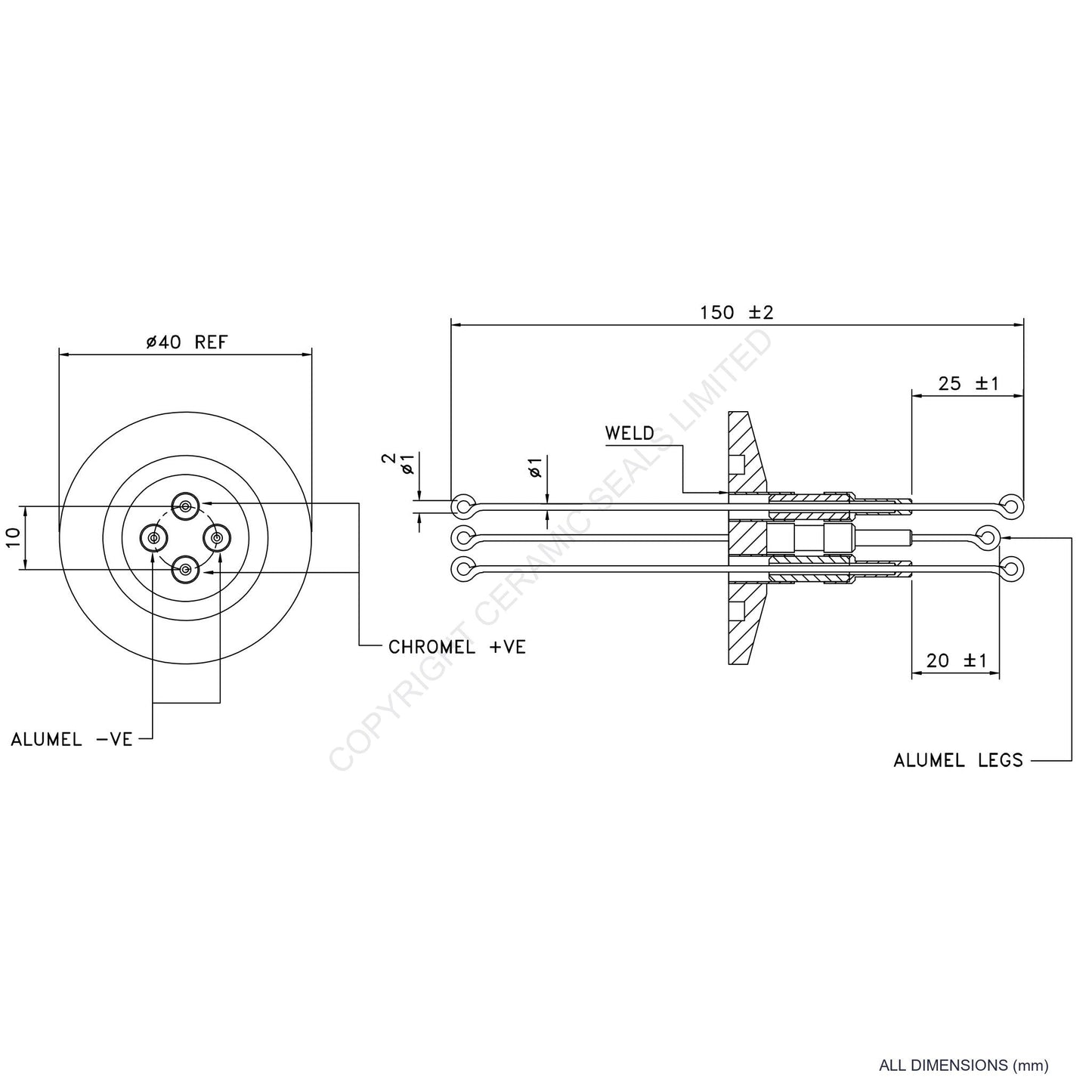2 Pair Thermocouple O-Ring Type K