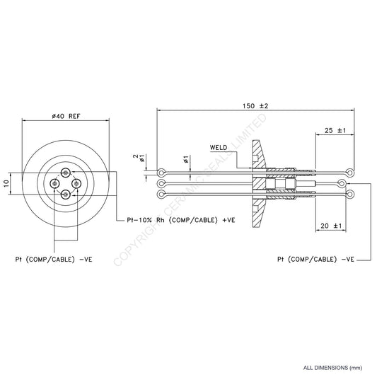 2 Pair Thermocouple O-Ring Type S incl. Compensating Cables