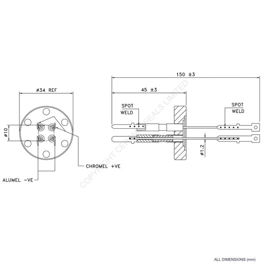 2 Pair Thermocouple Flanged Type K