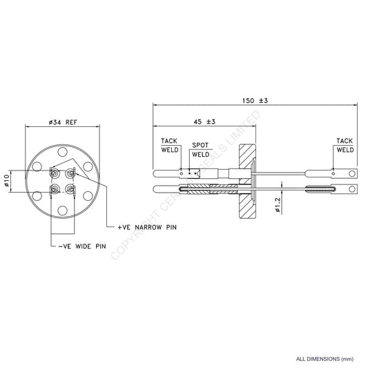 2 Pair Thermocouple Flanged Type S incl. Compensating Cables