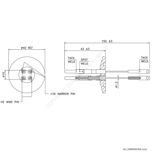 2 Pair Thermocouple O-Ring Type R incl. Compensating Cables