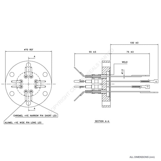 4 Pair Thermocouple Flanged Type K