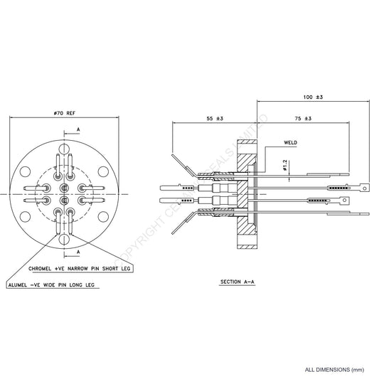 5 Pair Thermocouple Flanged Type K