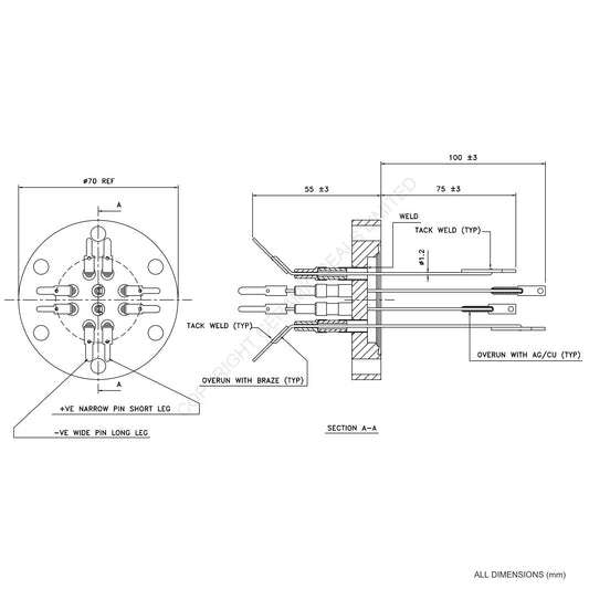 5 Pair Thermocouple Flanged Type R incl. Compensating Material