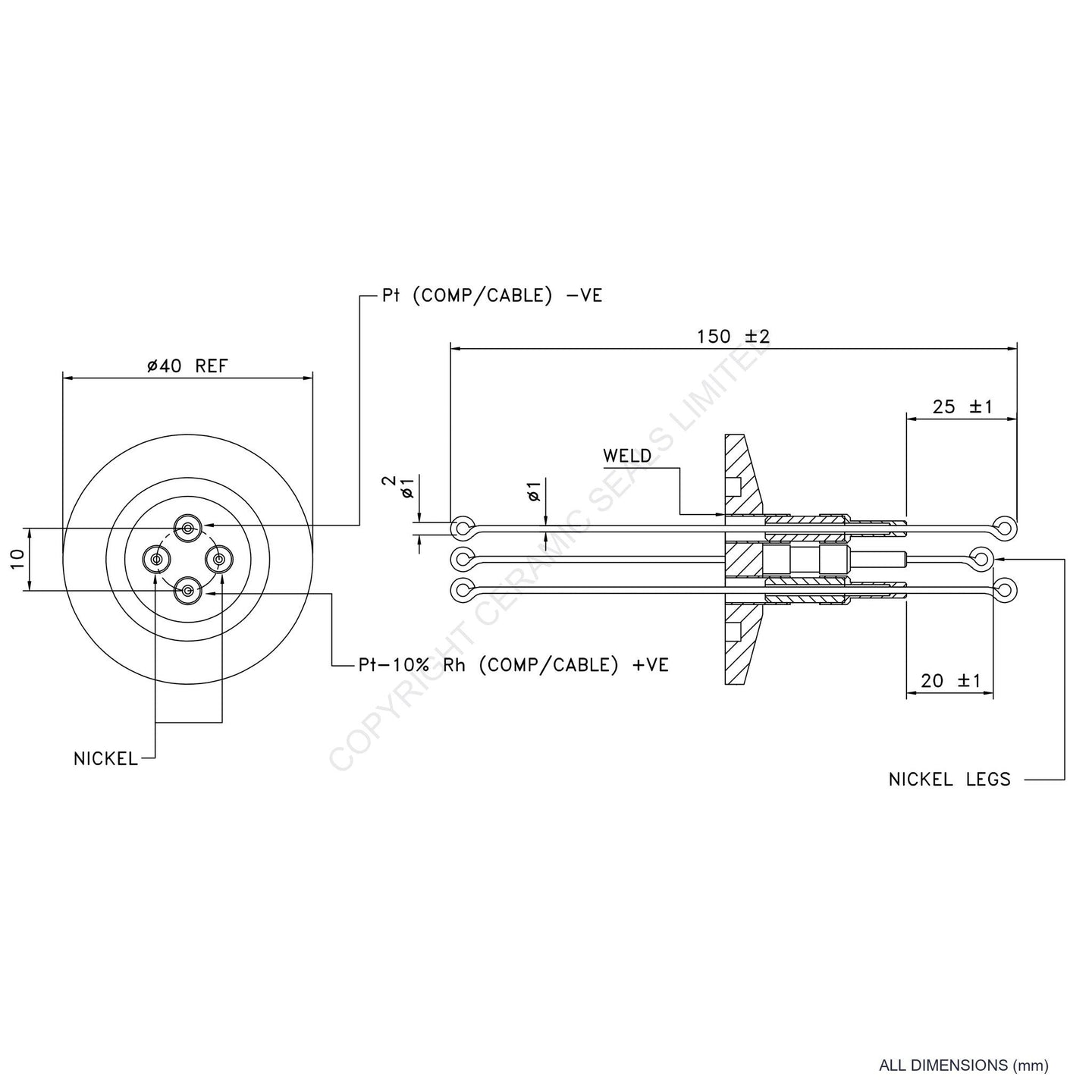 Power & Thermocouple O-Ring Type S incl. Compensating Cables