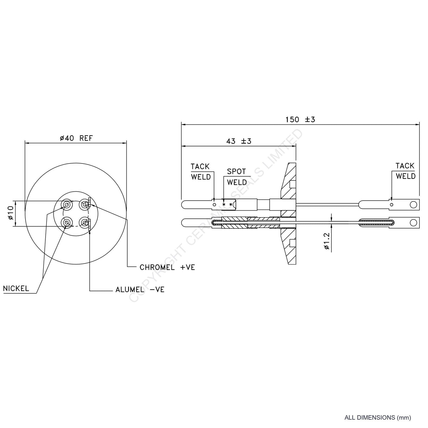 Power & Thermocouple O-Ring Type R incl. Compensating Cables