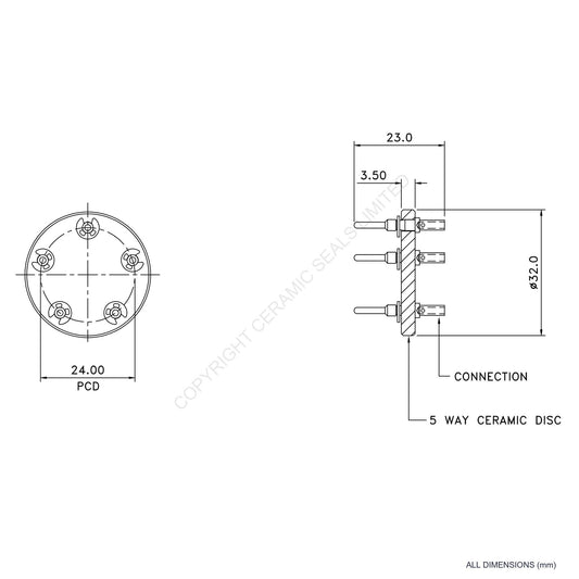 In Vacuum Connector 5 Way Male