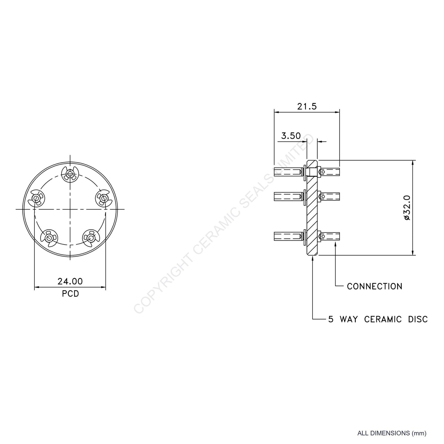 In Vacuum Connection 5 Way Female
