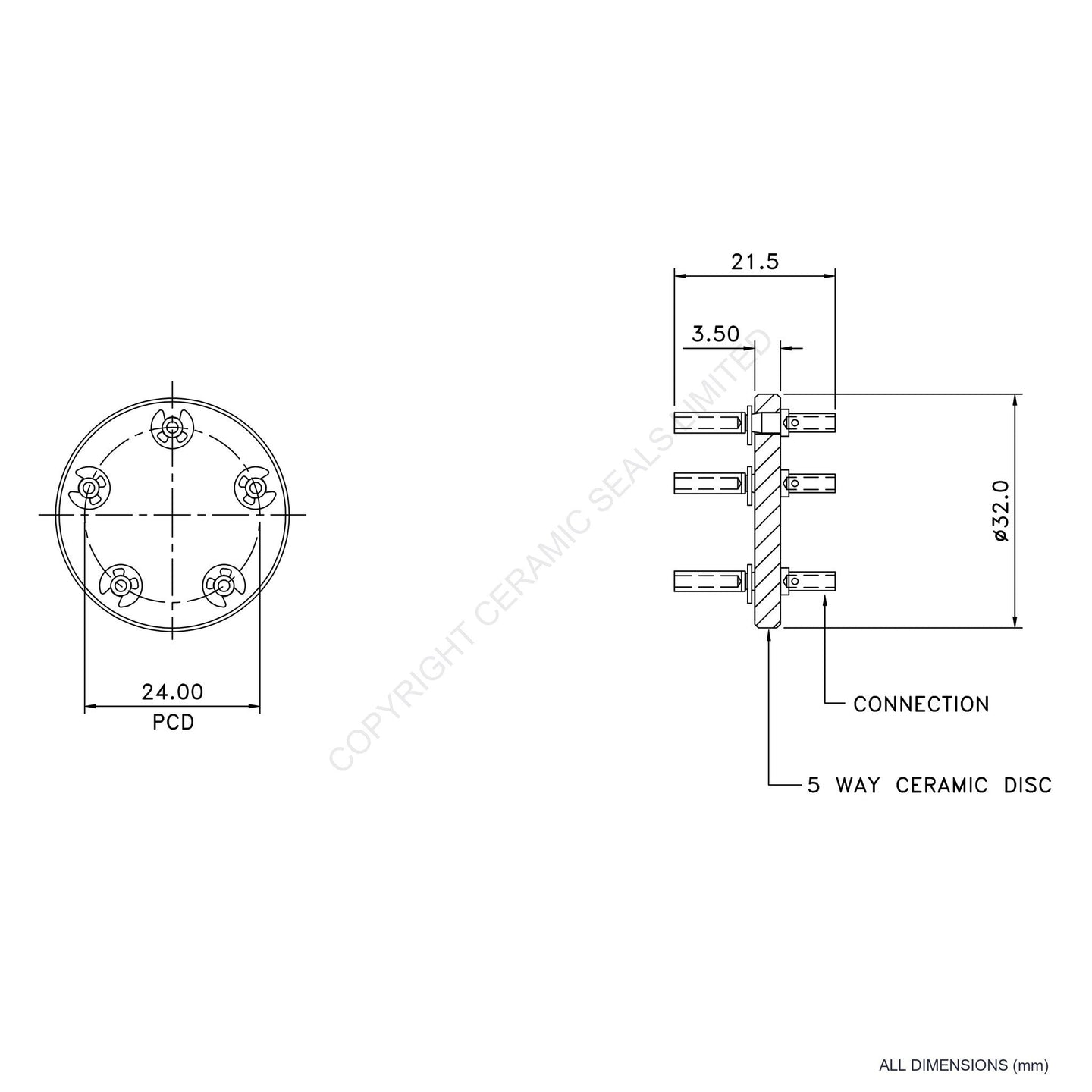 In Vacuum Connection 5 Way Female