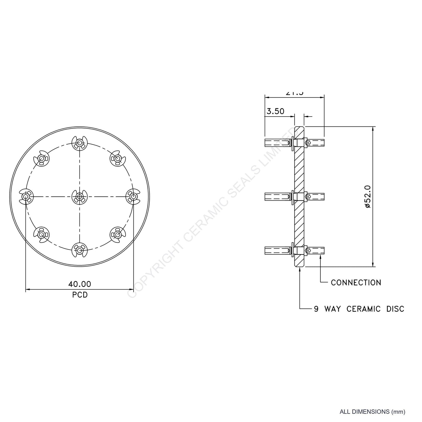 In Vacuum Connector 9 Way Female