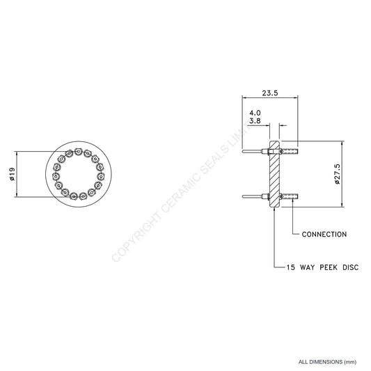 In Vacuum Connector 15 Way Male