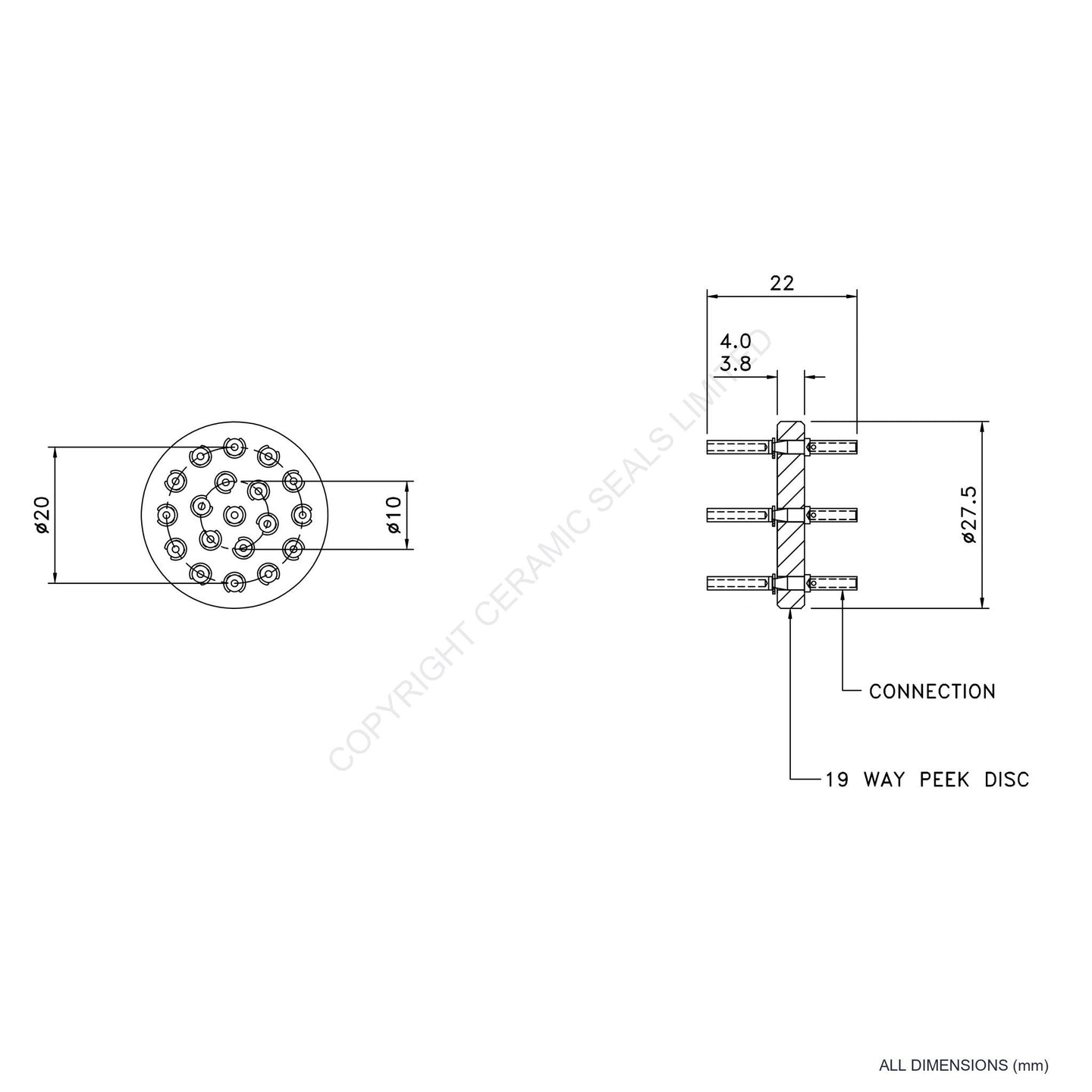 In Vacuum Connector 19 Way Female