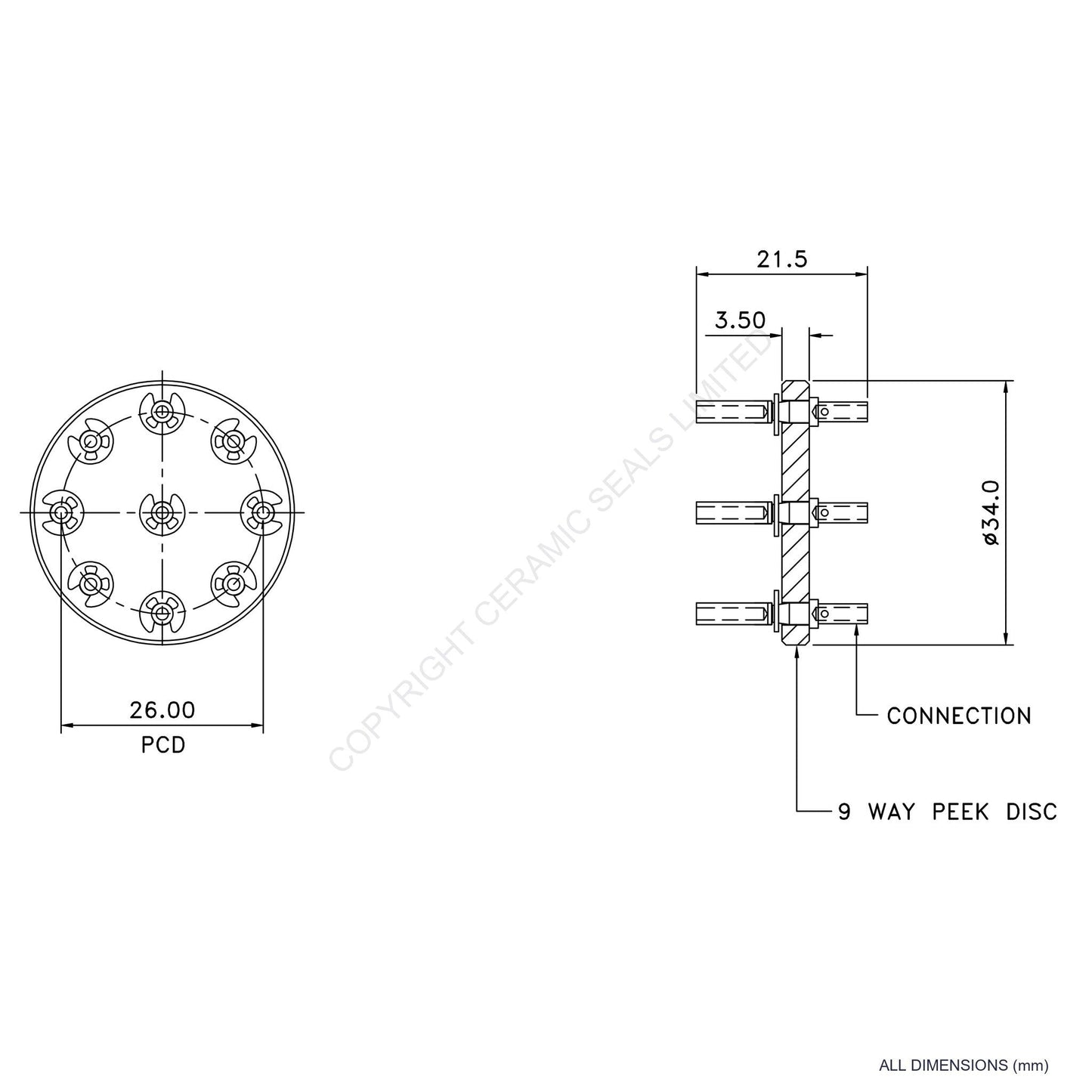 In Vacuum Connector 9 Way Female